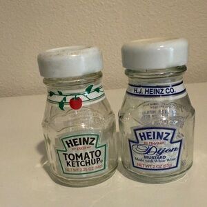 Heinz Tomato Ketchup and Dijon Mustard Glass salt and pepper shakers